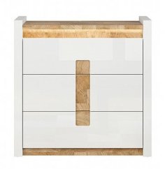 ALAMEDA komoda, bílý lesk/dub westminster