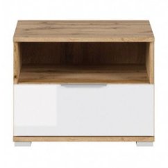 ZELE noční stolek, dub wotan/bílý lesk