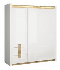 ALAMEDA šatní skříň, bílý lesk/dub westminster