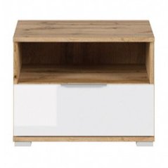 ZELE noční stolek, dub wotan/bílý lesk