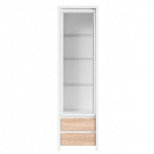 KASPIAN vitrína REG1W2S, bílá/dub sonoma