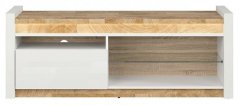 ALAMEDA TV stolek, bílý lesk/dub westminster