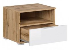 ZELE noční stolek, dub wotan/bílý lesk