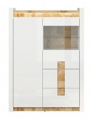 ALAMEDA vitrína, bílý lesk/dub westminster