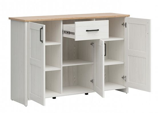 LOKSA komoda KOM3D1S, borovice bílá anderson