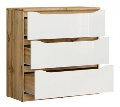 NUIS komoda, dub wotan/bílý lesk