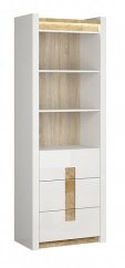 ALAMEDA regál, bílý lesk/dub westminster