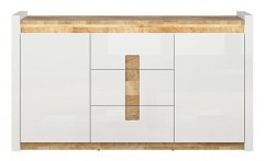 ALAMEDA komoda, bílý lesk/dub westminster