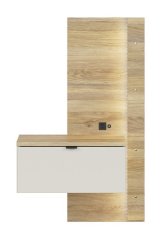 GLAMOUR noční stolek KOM1S/L + LED, levá, kašmír/dub mauvella