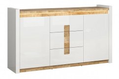 ALAMEDA komoda, bílý lesk/dub westminster