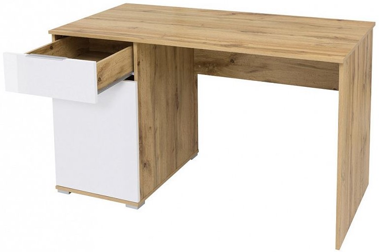 ZELE psací stůl, dub wotan/bílý lesk