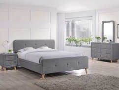 MALMO postel, 180x200, šedá, denim