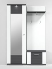 NATAN předsíňová stěna, bílá arctic/grafit