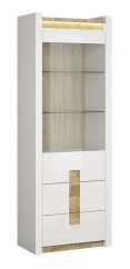 ALAMEDA vitrína, bílý lesk/dub westminster