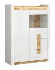 ALAMEDA vitrína, bílý lesk/dub westminster
