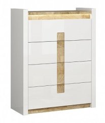ALAMEDA komoda, bílý lesk/dub westminster