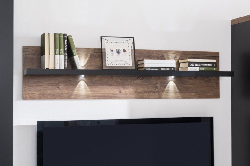 NATAN 2 obývací stěna, černá/dub ribbeck