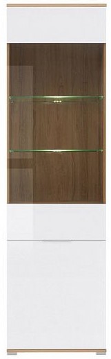 ZELE vitrína, dub wotan/bílý lesk