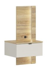 GLAMOUR noční stolek KOM1S/L + LED, levá, kašmír/dub mauvella