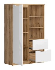 NUIS regál, dub wotan/bílý lesk