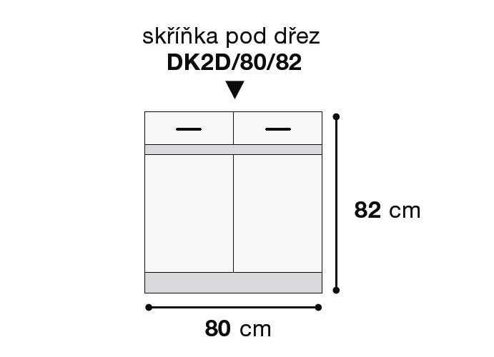 Junona Line skříňka DK2D/80/82, bílá/šedý wolfram