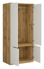 NUIS skříň, dub wotan/bílý lesk