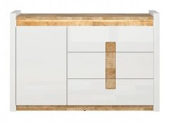 ALAMEDA komoda, bílý lesk/dub westminster