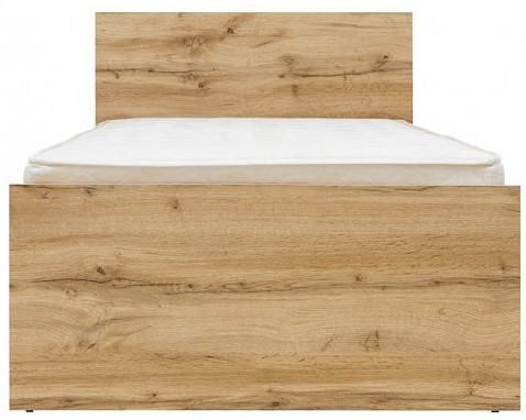 ZELE postel, dub wotan/bílý lesk, 90