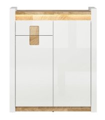 ALAMEDA komoda, bílý lesk/dub westminster