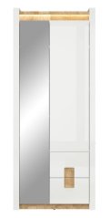 ALAMEDA skříň se zrcadlem, bílý lesk/dub westminster