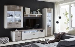 NATAN obývací stěna, bílá arctic/dub bardolino