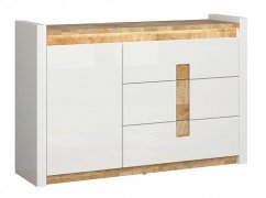 ALAMEDA komoda, bílý lesk/dub westminster