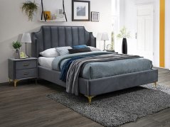 MONAKO VELVET - postel, šedá, 160x200 cm