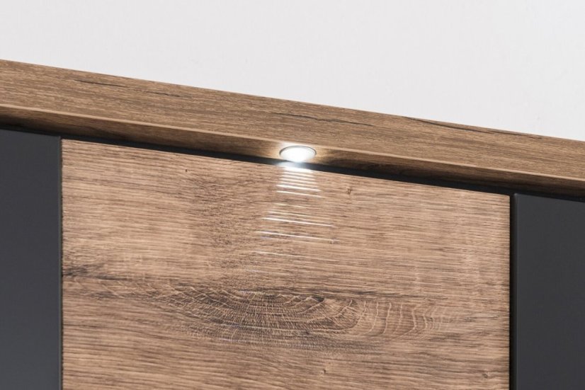 NATAN 2 obývací stěna, černá/dub ribbeck