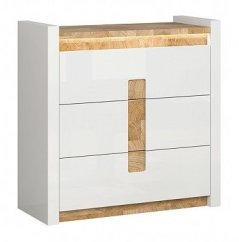 ALAMEDA komoda, bílý lesk/dub westminster