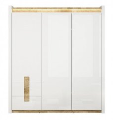 ALAMEDA šatní skříň, bílý lesk/dub westminster