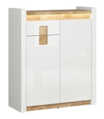 ALAMEDA komoda, bílý lesk/dub westminster