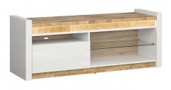 ALAMEDA TV stolek, bílý lesk/dub westminster