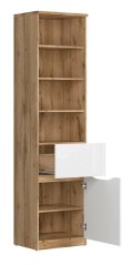 NUIS regál, dub wotan/bílý lesk
